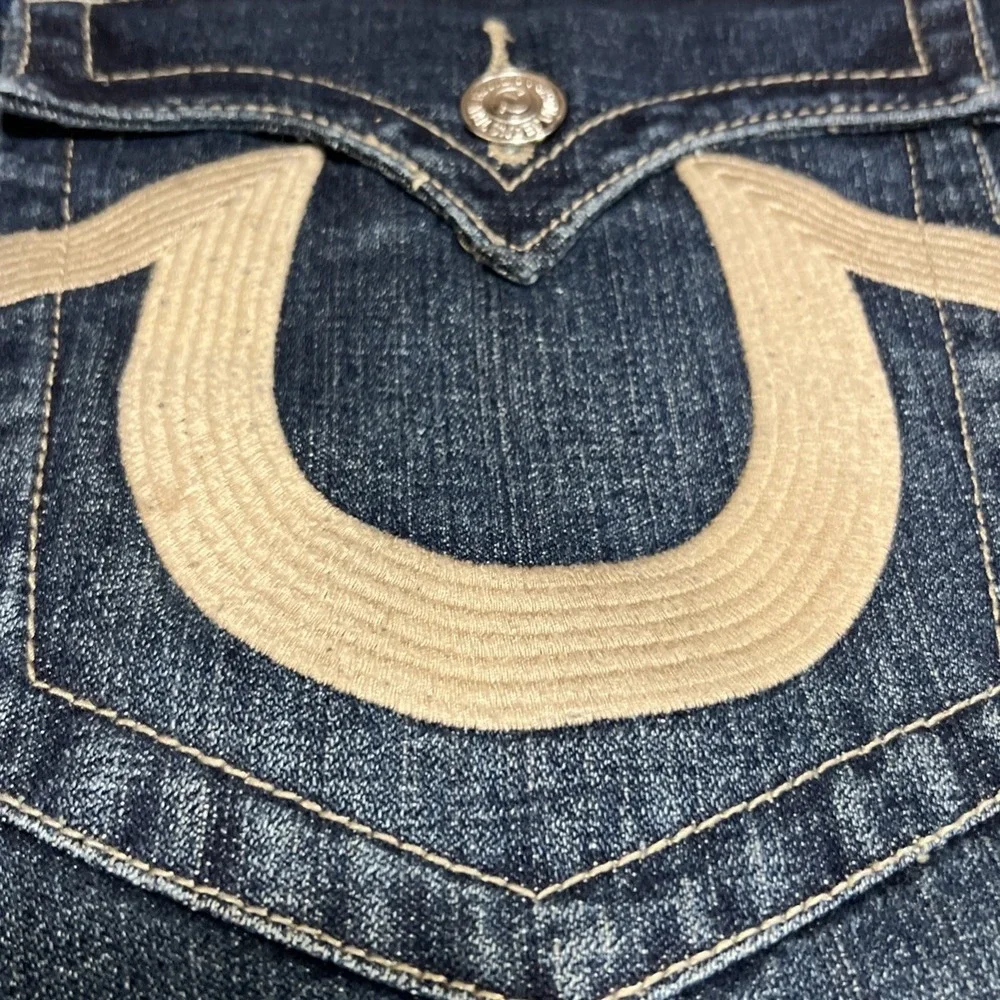 True Religion Billy Jeans Made in USA Triple Stitch Flap Pocket Distressed 38x34